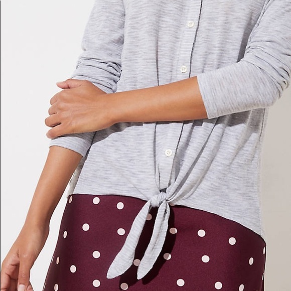 LOFT Small Tie Hem Button Down Shirt, NWOTs - Picture 3 of 7